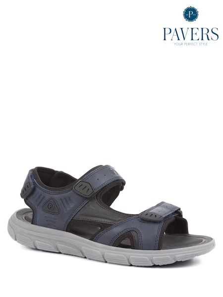 Pavers Blue Pavers Wide Fit Adjustable Brown Sandals (E04558) | €51