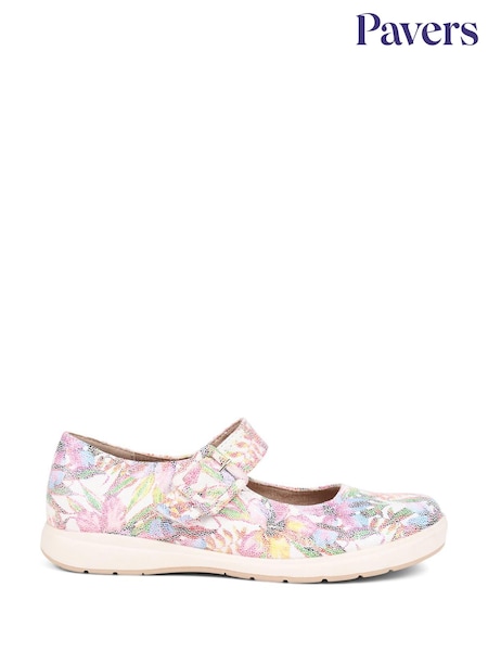 أبيض/وردي - Pavers Touch Fasten Mary Janes White Shoes (E04559) | ‏234 ر.س.‏