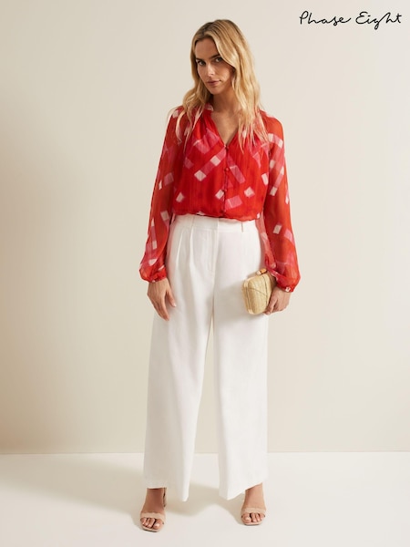 Phase Eight Red Megan Check Print Blouse (E04581) | €50