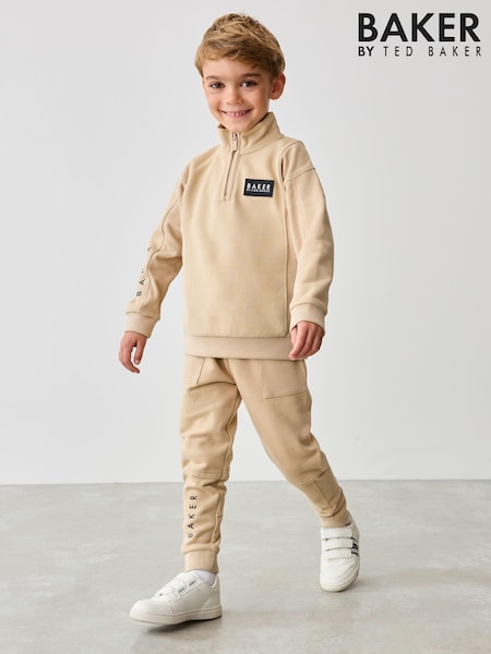 Baker by Ted Baker Funnel Zip Neck 100% Cotton Sweatshirt and Joggers Set (E04582) | $55 - $66