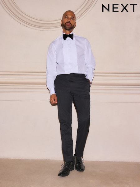 Black Tuxedo Trousers With Velvet Tape Detail (E04633) | 124 QAR