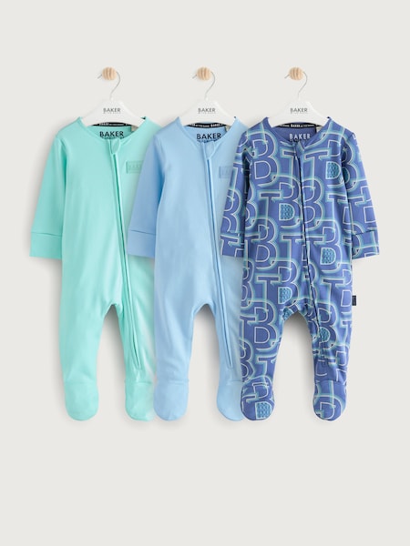 Baker by Ted Baker 100% Cotton Sleepsuits 3 Pack (E04635) | 59 € - 64 €