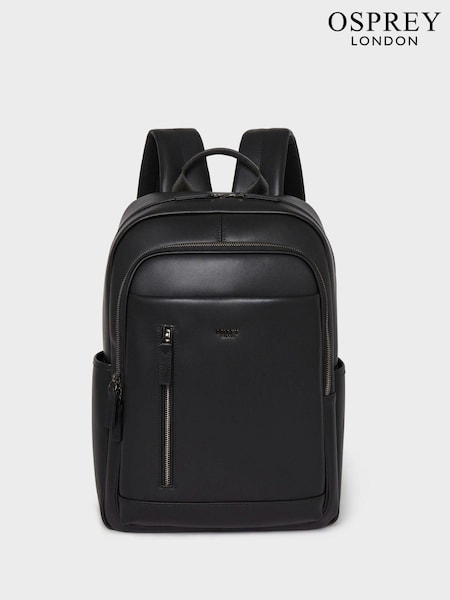 OSPREY LONDON The Hudson Leather Black Backpack (E04664) | €322