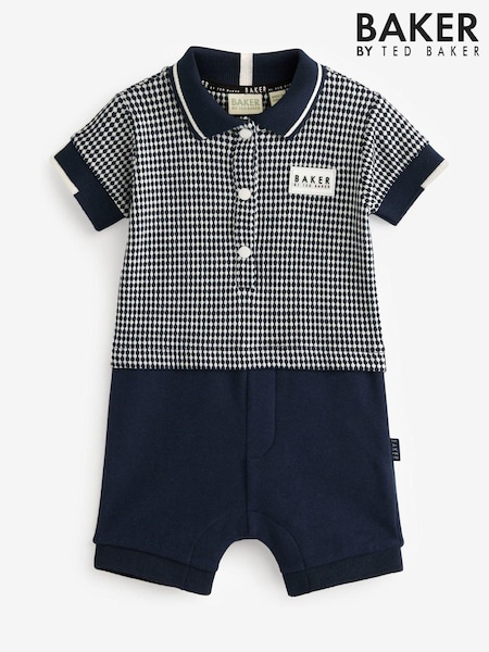 أزرق داكن - Baker By Ted Baker Textured Polo Romper (E04743) | ‏14.500 د.ك.‏ - ‏15.500 د.ك.‏