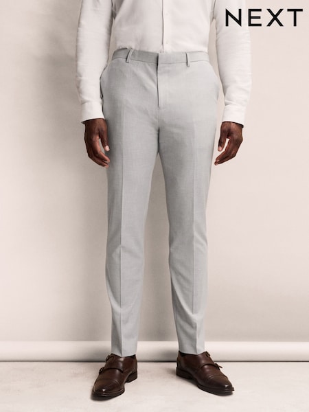 Light Grey Muscle Fit Elasticated Waist Motionflex Stretch Smart Trousers (E04745) | €46
