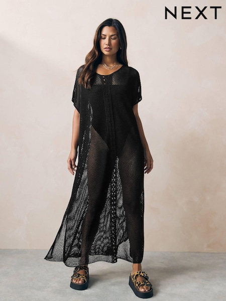 Black Overhead Knitted Maxi Cover-Up (E04782) | €27