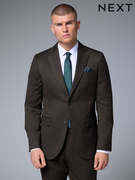 Brown Slim Fit Textured Suit Jacket (E04813) | €85