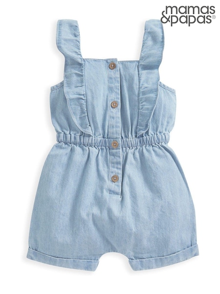 Mamas & Papas Chambray Blue 100% Cotton Playsuit (E04823) | €25