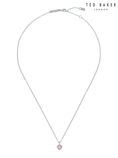 Ted Baker Silver/Pink HANNELA: Crystal Heart Pendant Necklace (E04944) | €14