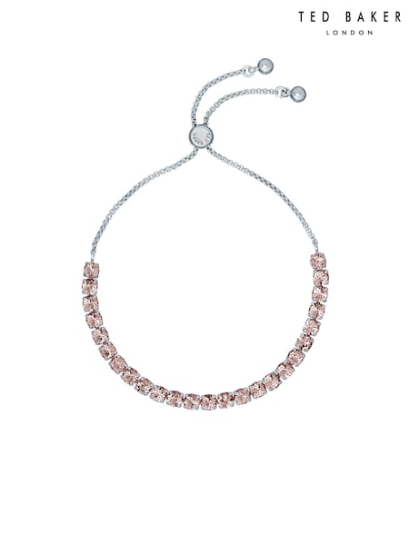 Ted Baker Silver/Rose Pink MELRAH: Crystal Adjustable Tennis Bracelet For Women (E04946) | €53