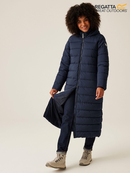 כחול  - Regatta Shower Resistant Elender Long Padded Coat (E04976) | ‏302‏₪
