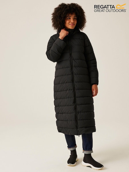 Negro - Regatta Shower Resistant Elender Long Padded Coat (E04979) | 85 €