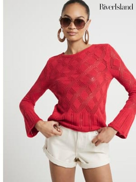 Rot - River Island Crochet Tie Back Top (E05061) | 29 €