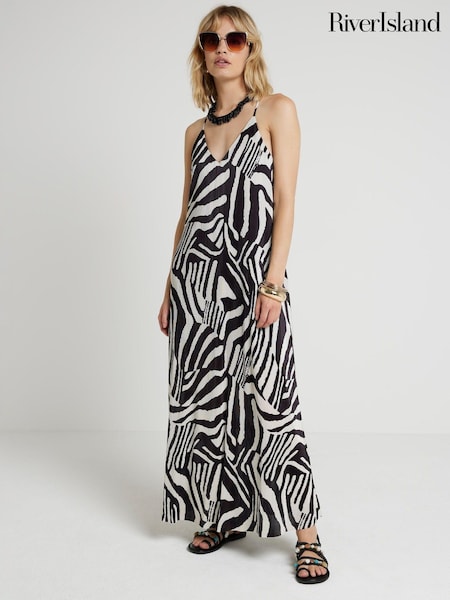 River Island Zebra Print V-Neck Maxi Dress (E05090) | 188 LEI