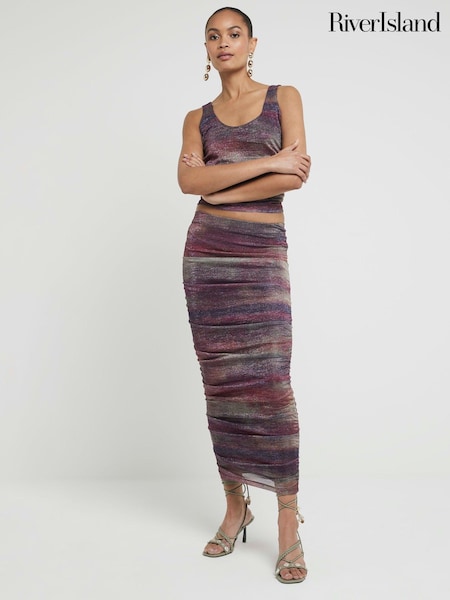 River Island Purple Ombre Mesh Column Midi Skirt (E05095) | € 25