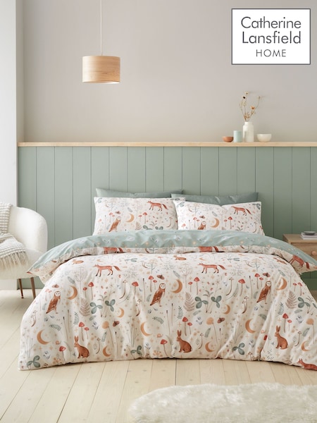 Catherine Lansfield Natural Enchanted Twilight Animals Duvet Cover and Pillowcase Set (E05290) | € 20 - € 33