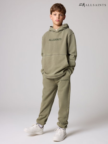smALLSAINTS Khaki Green Logo Washed 100% Cotton Hoodie and Joggers Boys Set (E05317) | €28 - €30