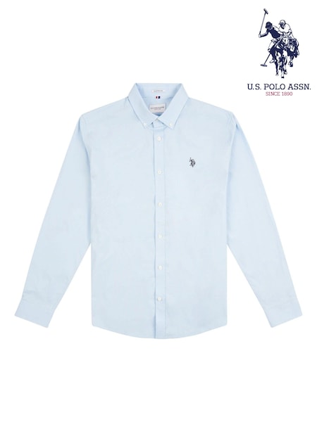 U.S. Polo Assn. Blue Stretch Cotton Mens Poplin Shirt (E05338) | 247 QAR