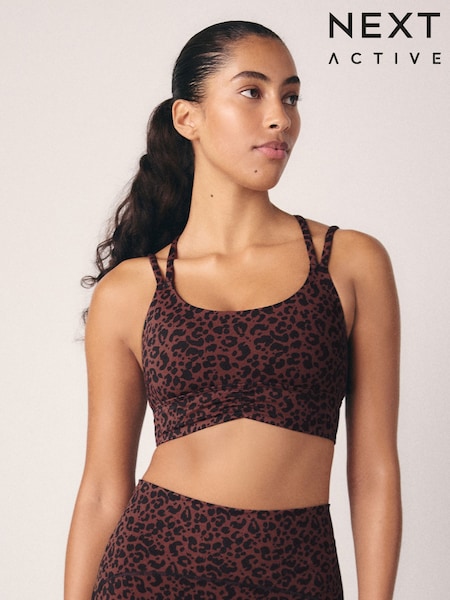 Animal Printed Strappy Back Dry Tech Medium Impact Sports Bra (E05500) | €32