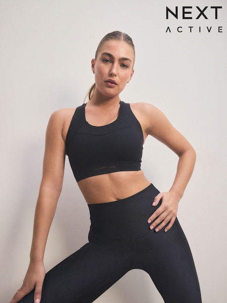 Черный - Premium Bonded Racerback Extra High Impact Dry Tech Sports Bra (E05522) | €44