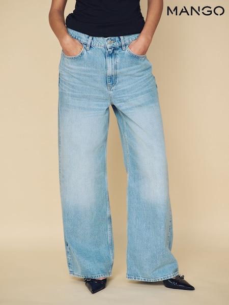 Mango Blue Low Waist 100% Cotton Wide Leg Jeans (E05526) | €63