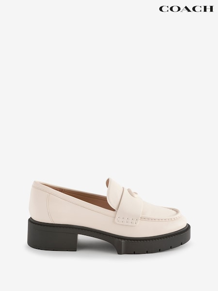 Valkoinen - Coach Leah Suede Leather Loafers (E05589) | €354