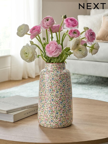 Pink Large Ditsy Floral Vase (E05691) | €36