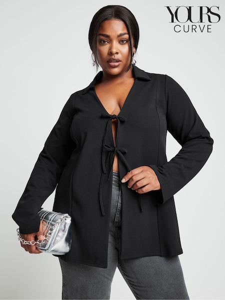 Yours Curve Black LIMITED COLLECTION  Bow Front Split Sleeve Top (E05740) | €42