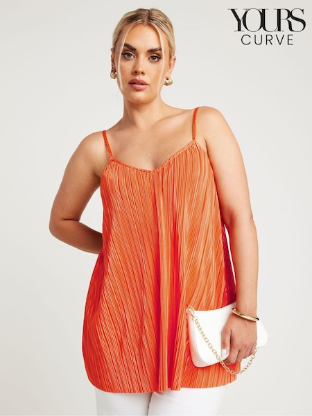 Orange - Yours Curve Plisse Cami Top (E05741) | 179 LEI