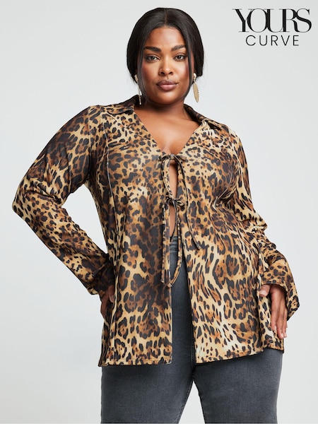 Yours Curve Leopard Print Tie Front Top (E05752) | €20