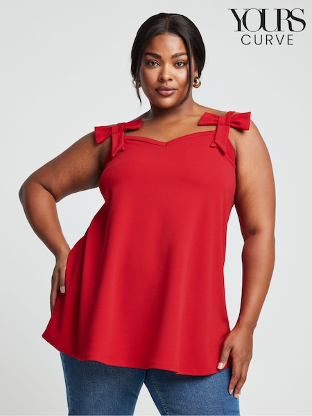 Yours Curve Red Limited Collection Curve Bow Detail Cami Top (E05765) | € 28