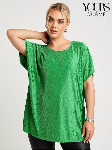 Verde - Yours Curve Limited Zig Zag Plisse Grown On Sleeve Top (E05778) | 41 €