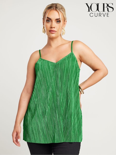 Yours Curve Green Plisse Cami Top (E05780) | €34