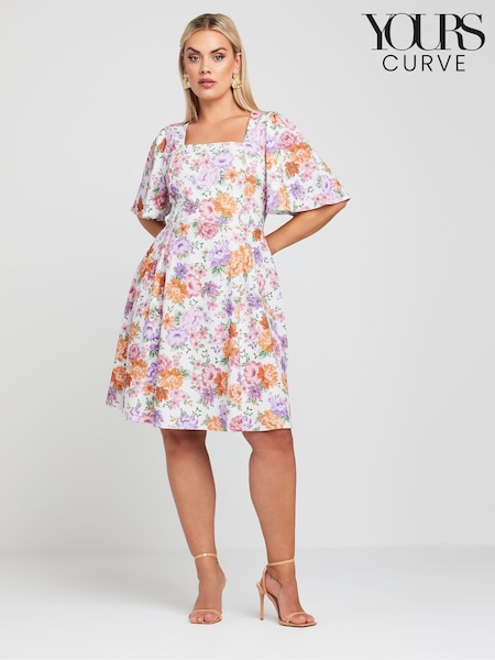 Yours Curve LIMITED COLLECTION Floral Print Angel Sleeve Mini Dress (E05783) | €52