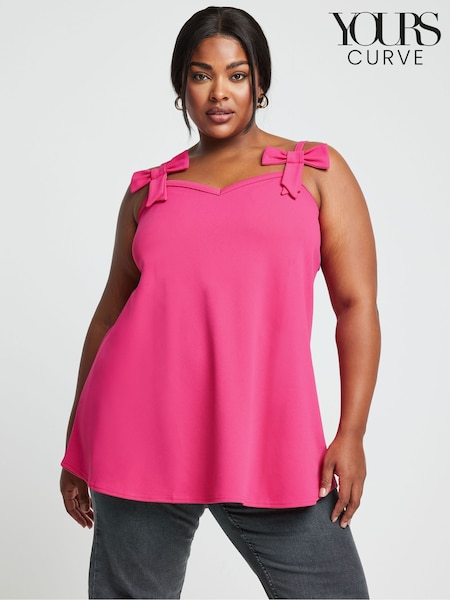 Yours Curve Pink Limited Collection Curve Bow Detail Cami Top (E05796) | €34