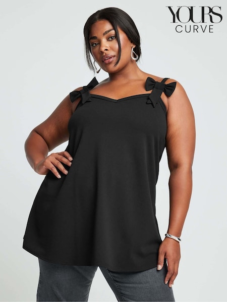 Yours Curve Black Limited Collection Curve Bow Detail Cami Top (E05802) | € 28
