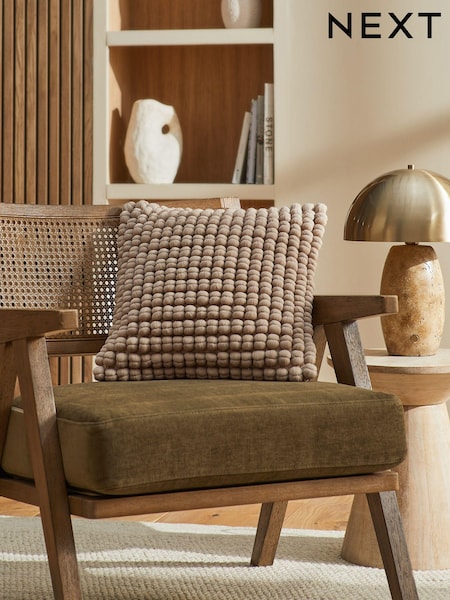 Greige 43 x 43cm Global Bobble 100% Cotton Cushion (E05819) | €25