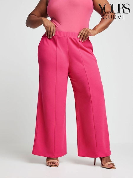 Pink - Yours Curve Wide Leg Trousers (E05831) | 93 LEI