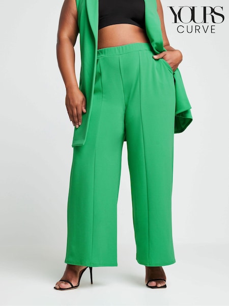 Green - Yours Curve Wide Leg Trousers (E05832) | 93 LEI