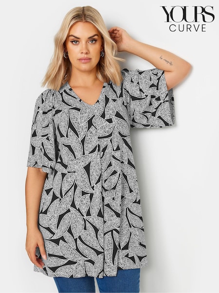 Negro - Yours Curve Angel Sleeve Pleat Swing T-Shirt (E05842) | 38 €
