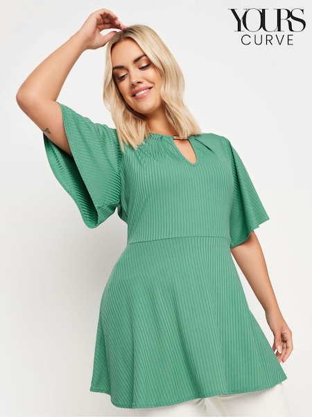 Yours Curve Green YOURS Curve Green Metal Trim Peplum Top (E05865) | €35