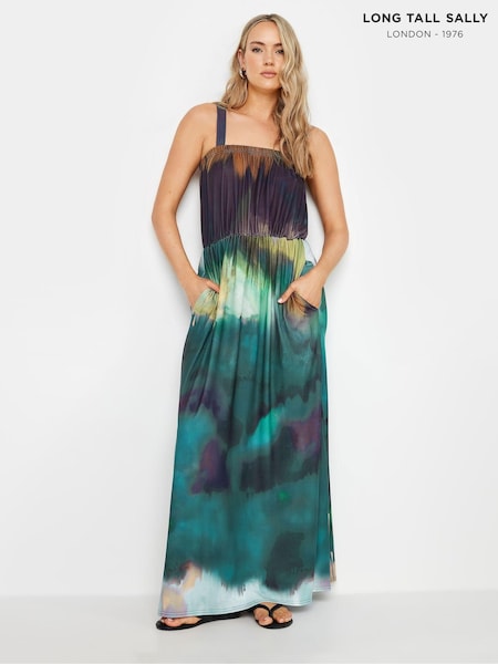 Long Tall Sally Blue Blurred Ombre Strappy Midaxi Dress (E05874) | $59