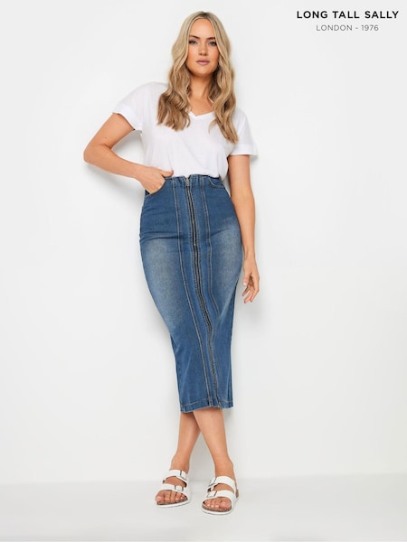 Long Tall Sally 100% Cotton Zip Denim Skirt (E05876) | ‏196‏₪