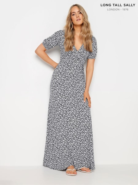 Long Tall Sally Blue Ditsy Wrap Maxi Dress (E05880) | €30