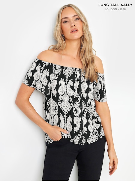 Long Tall Sally Aztec Style Print Button Detail Bardot Top (E05902) | 21 €