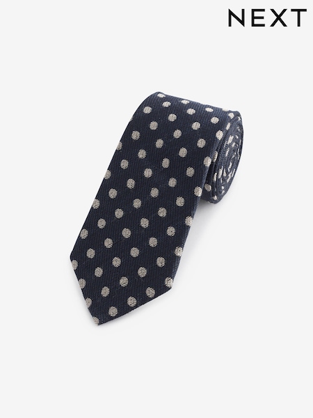 Navy Blue Polka Dot Silk Design Tie (E05932) | €12