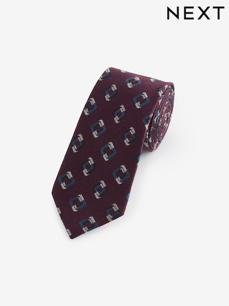 Burgundy Red Geometric Silk Design Tie (E05936) | 54 QAR