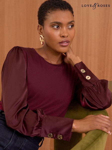 Roșu - Love & Roses Satin Bluze din jerseu (E05967) | 100 LEI