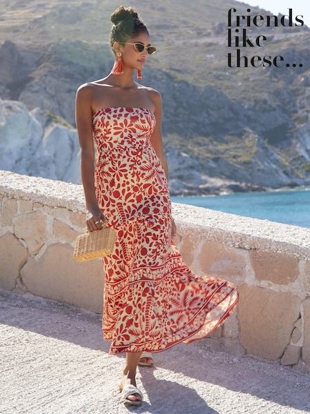Friends Like These Jersey Tiered Tie Waist Bandeau Maxi Dress (E05979) | 150 LEI