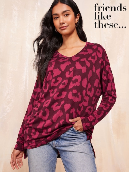 Friends Like These Soft Jersey V Neck Long Sleeve Tunic Top (E06078) | ‏75 د.إ.‏